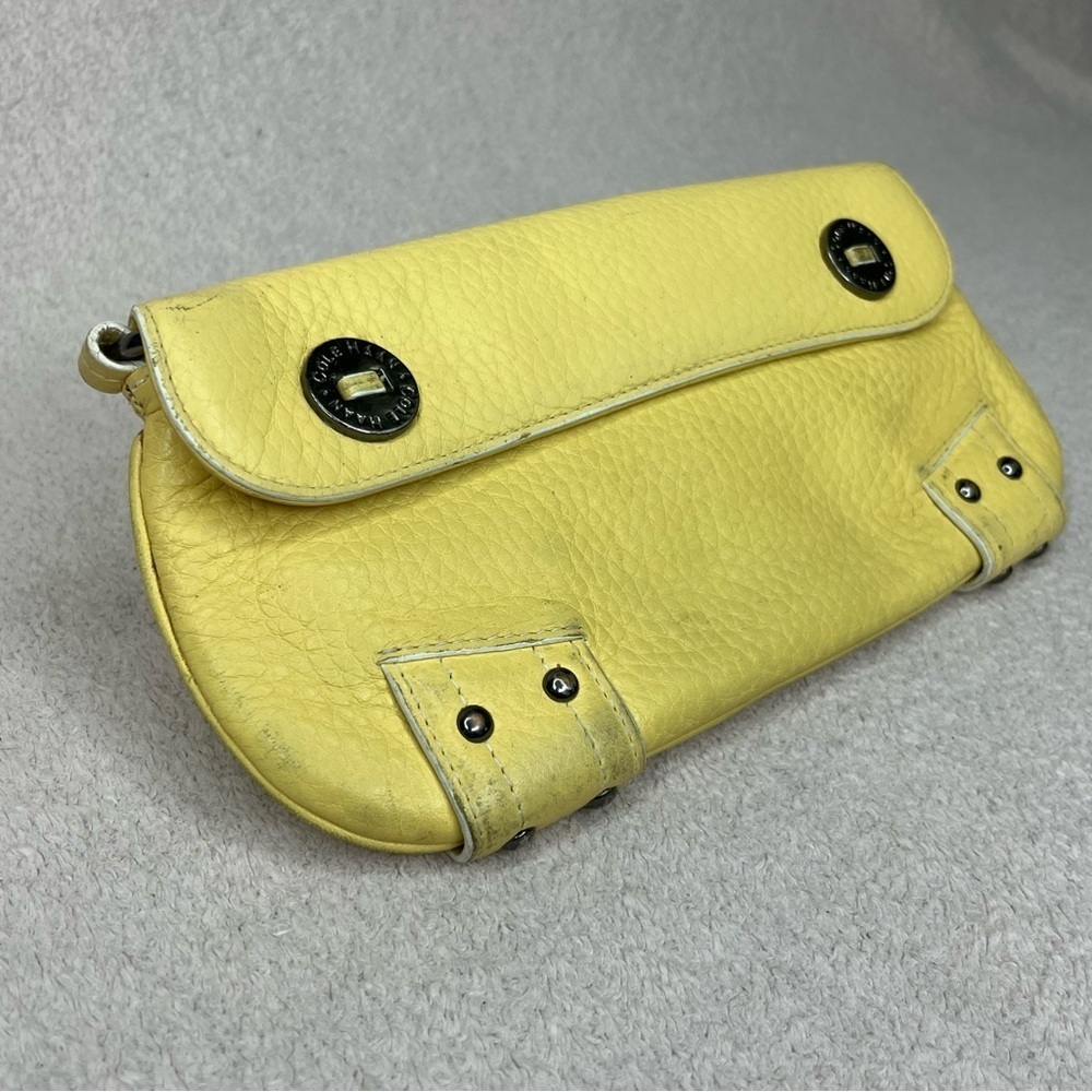 Cole Haan Y2K Leather Clutch Pouch Purse Butter Yellow Designer Spring Summer